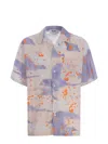 Msgm Abstract Print Shirt With Chest Pocket In Multi
