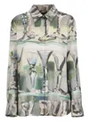 Msgm Painterly-print Long-sleeve Shirt In Grey