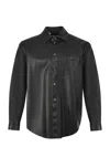 Msgm Synthetic Leather-look Shirt With Applied Pocket In Black