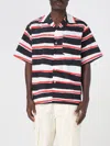 Msgm Multicolor Shirt With All-over Asymmetric Striped Motif In Cotton Man