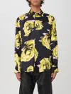 Msgm Pixelated Rose Print Shirt In Black