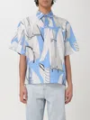 Msgm Short-sleeved Cotton Shirt In Blue