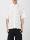 Msgm White Poplin Shirt With All-over Embroidery In White