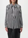 Msgm Tie-neck Striped Shirt In Schwarz