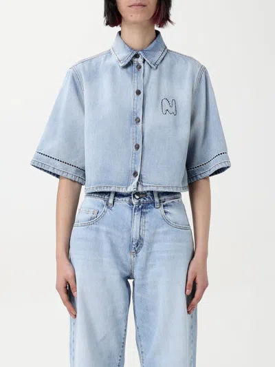 MSGM SHIRT MSGM WOMAN COLOR DENIM,421149028
