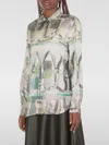 Msgm Painterly-print Long-sleeve Shirt In Grau