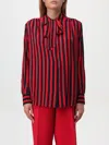Msgm Satin Striped Print Shirt In Rot