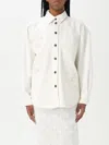 Msgm Embroidered Denim Shirt In White