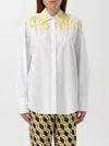 Msgm White Shirt With Classic Collar And Front Embellishment In White