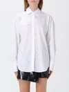 Msgm Cotton Shirt With Collared Neck And Embroidered Pattern In White
