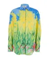 Msgm Multicolor Shirt With All-over Printed Floral Motif In Fabric Woman In Multi