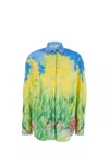 Msgm Multicolor Shirt With All-over Printed Floral Motif In Fabric Woman In Multi