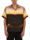 Msgm Graphic-print Satin Shirt In Multicolour
