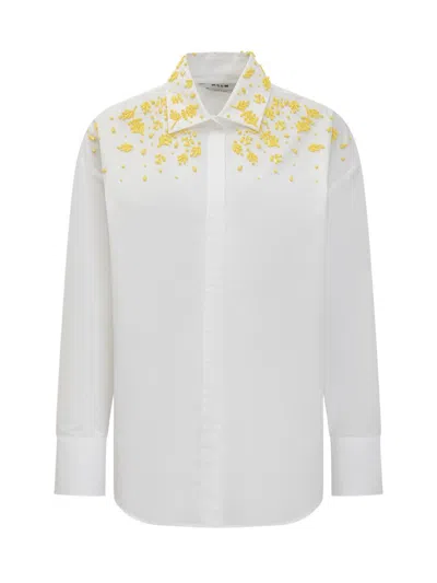 Msgm Shirt With Applications In White