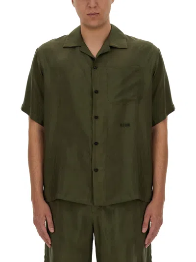 Msgm Shirt With Logo In Green