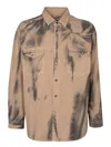 Msgm Abstract Print Beige Shirt In Beige