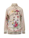 Msgm Floral-print Long-sleeve Shirt In Beige
