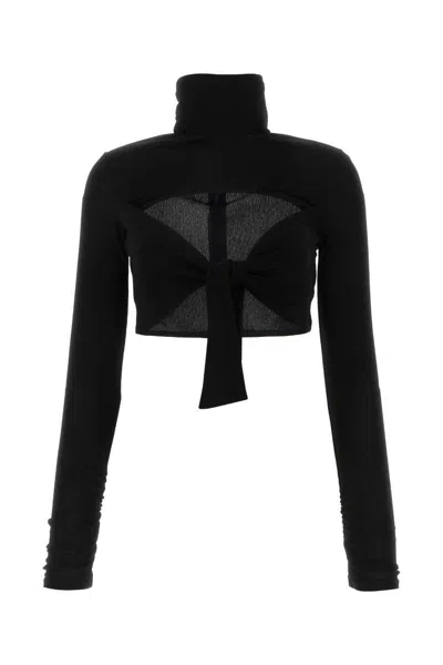 Msgm Top In Viscosa Nera Donna In Black
