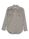Msgm Plaid Shirt With Embroidery In Gray