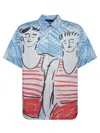 Msgm Multi-illustration Shirt With Relaxed Fit In Multicolor