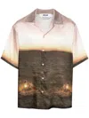 Msgm Graphic-print Satin Shirt In Multicolour