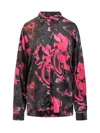 Msgm Magma-print Satin-finish Shirt In Red