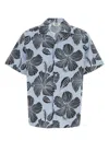 Msgm Hibiscus Print Abowling Shirt In Stripped