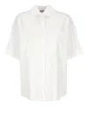 Msgm Cotton Shirt With Short Sleeves And Back Slit In White