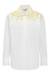 Msgm White Shirt With Classic Collar And Front Embellishment