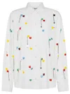 MSGM MSGM COTTON SHIRT WITH COLORFUL EMBROIDERED BEADS
