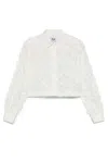 Msgm Long-sleeved Shirt In Bianco