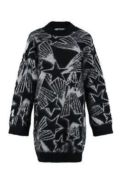 Pre-owned Msgm Shooting Stars Intarsia Sweater-dress In Black