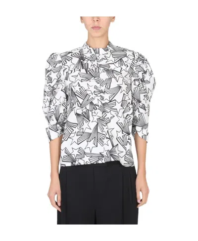 Msgm Shooting Stars-print Puff-sleeve Blouse In Multi