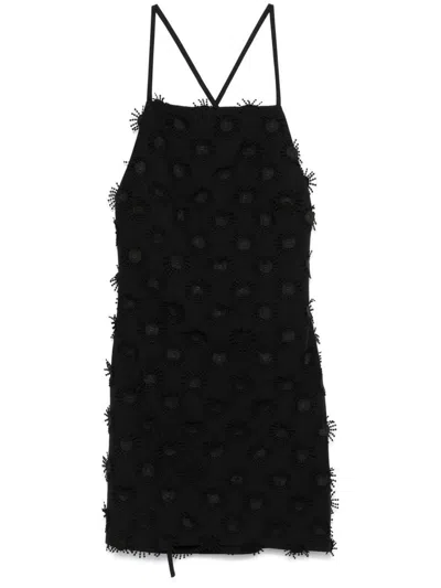 Msgm Short Black Dress With Pearl