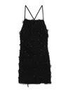 Msgm Short Black Dress With Pearl
