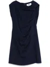 Msgm Short Blue Draped Dress In Blue