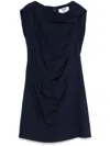 Msgm Short Blue Draped Dress