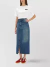 Msgm High-waisted Denim Skirt Front Slit