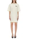 Msgm Logo Patch Drawstring Dress In Metallic