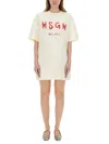 Msgm Logo Print Mini Dress In Ivory