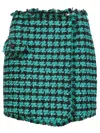 Msgm Tweed Houndstooth-pattern Shorts In Green