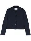 Msgm Navy Blue Short Jacket With Button Closure