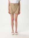 Msgm High Rise Shorts W/belt In Beige