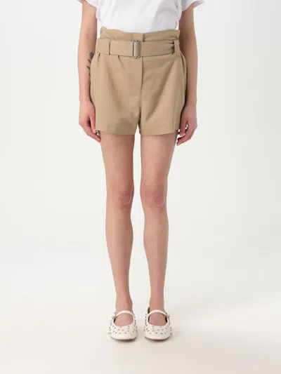 Msgm High Rise Shorts W/belt In Beige