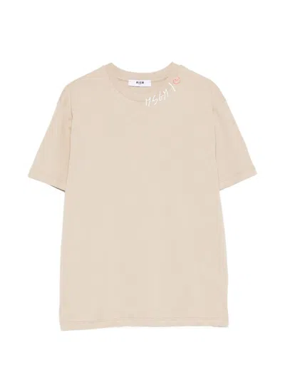 Msgm Kids' Short Sleeve Crew Neck T-shirt In White