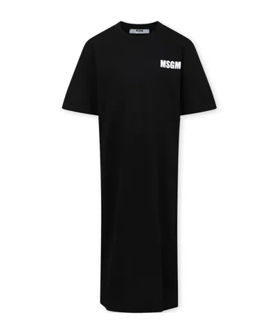 Msgm Short Sleeve Dress In Black
