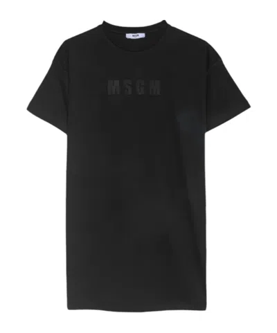 Msgm Short Sleeve Dress In Black