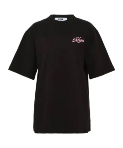 Msgm Short Sleeve Logo Detail T-shirt In Black