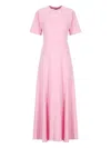 Msgm Cotton Maxi Dress Round Neck Short Sleeves