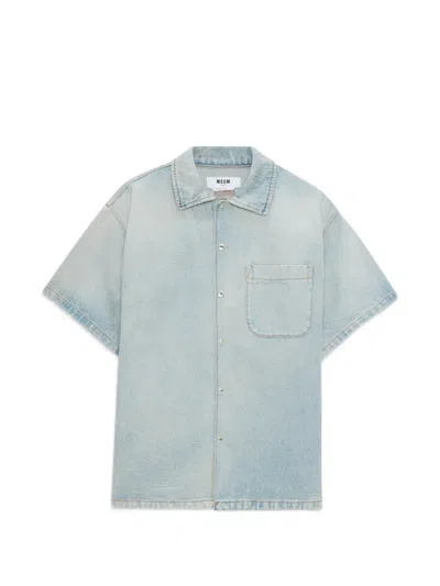 Msgm Short Sleeve Pocket Shirt In Burgundy